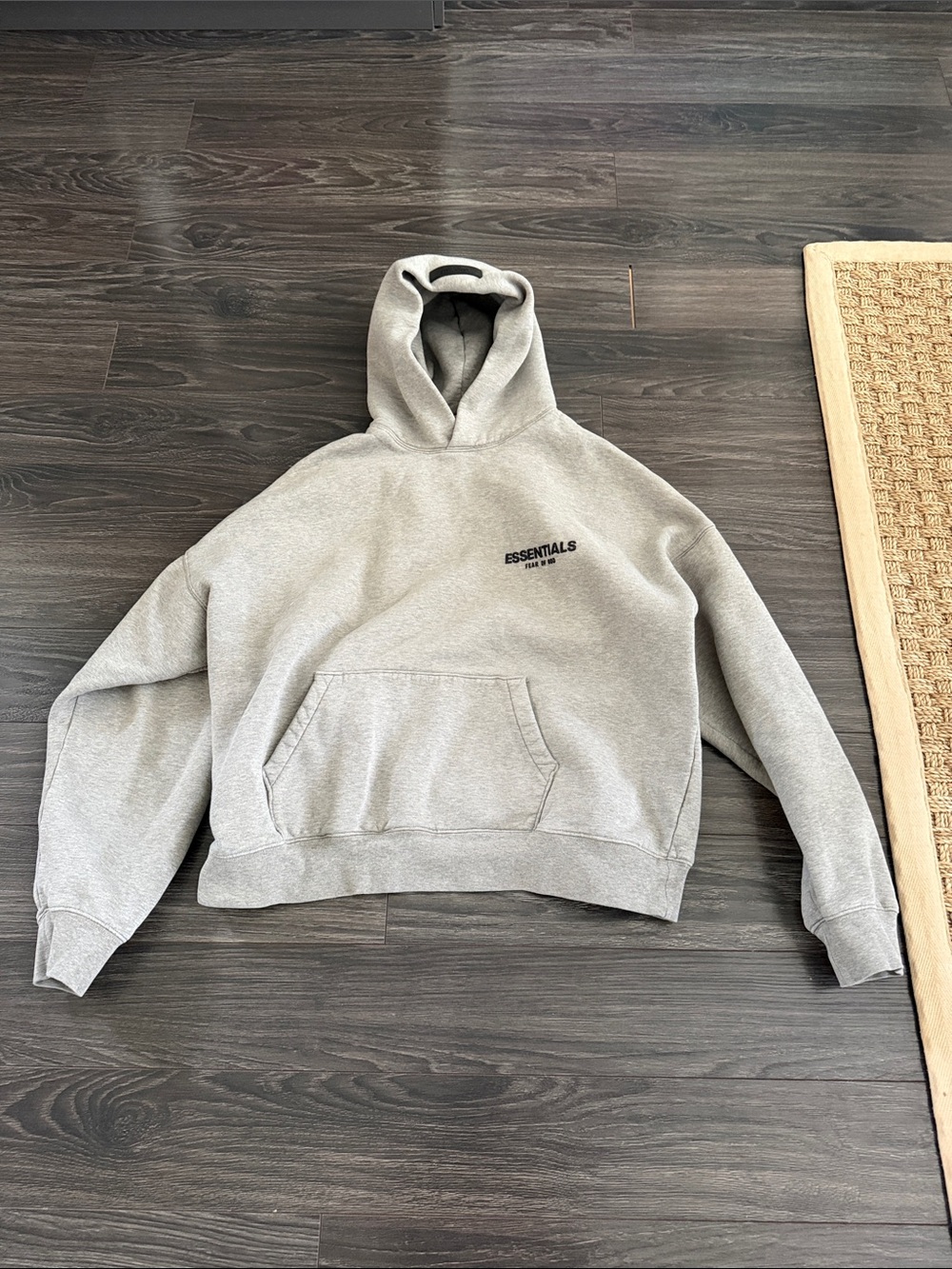 Essentials Light Gray Men's Pullover Hoodie with Front Pocket